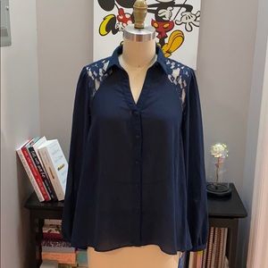 💫 Navy Lace Blouse